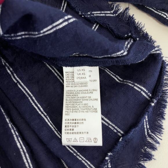 Free‎ People Womens Pesant Top XS Evey Stripe Keyhole Tassel Tie Festival Boho - Picture 6 of 10